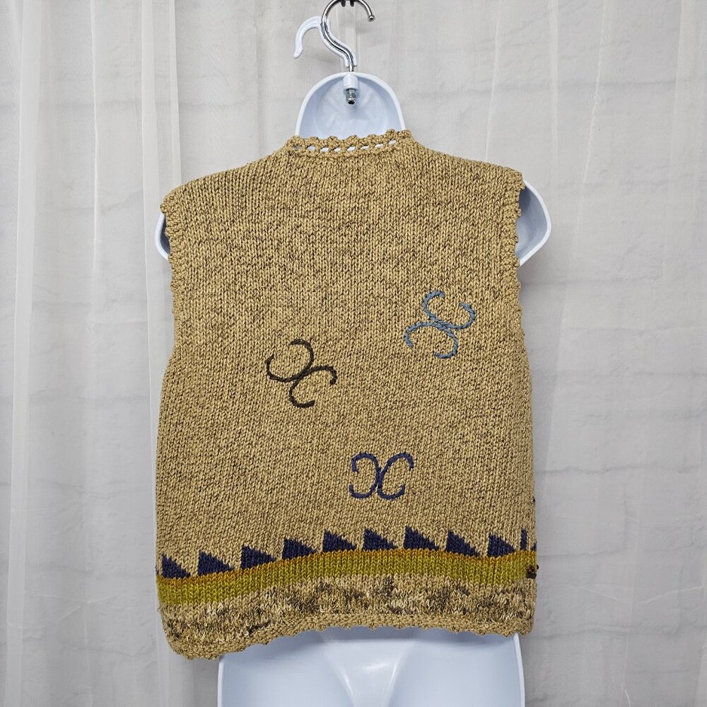 Vintage Sigrid Olsen Vest Knit Beaded Embroidered Boho Cottage Button L - Picture 4 of 8
